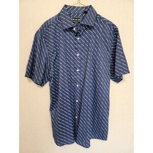 Charleston Threads Mens Short Sleeve Shirt Fish Bone Print Blue Size Large